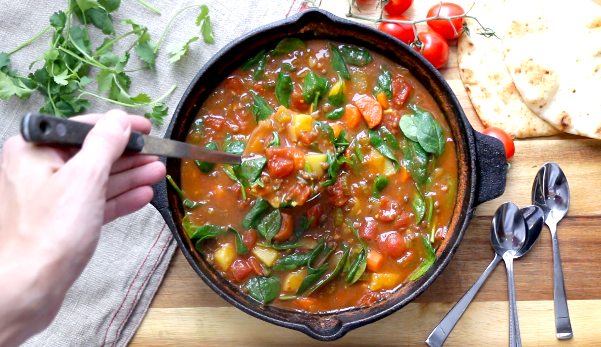 Soupe repas épicée aux lentilles